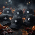 Ghost Embroidered Dad Hat, Vintage Washed Cotton Halloween Baseball Cap, Spooky Fall Gift