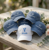 Custom Beach Bachelorette Hats Bride Bridesmaid Caps Personalized Wedding Dad Hat Coastal Bridal Party Gifts Seashell Embroidered Cap