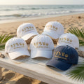 Custom Beach Vacation Hat Personalized Group Trip Baseball Cap Gold Embroidered Dad Hat Coastal Family Trip Gifts Custom Bachelorette Hats