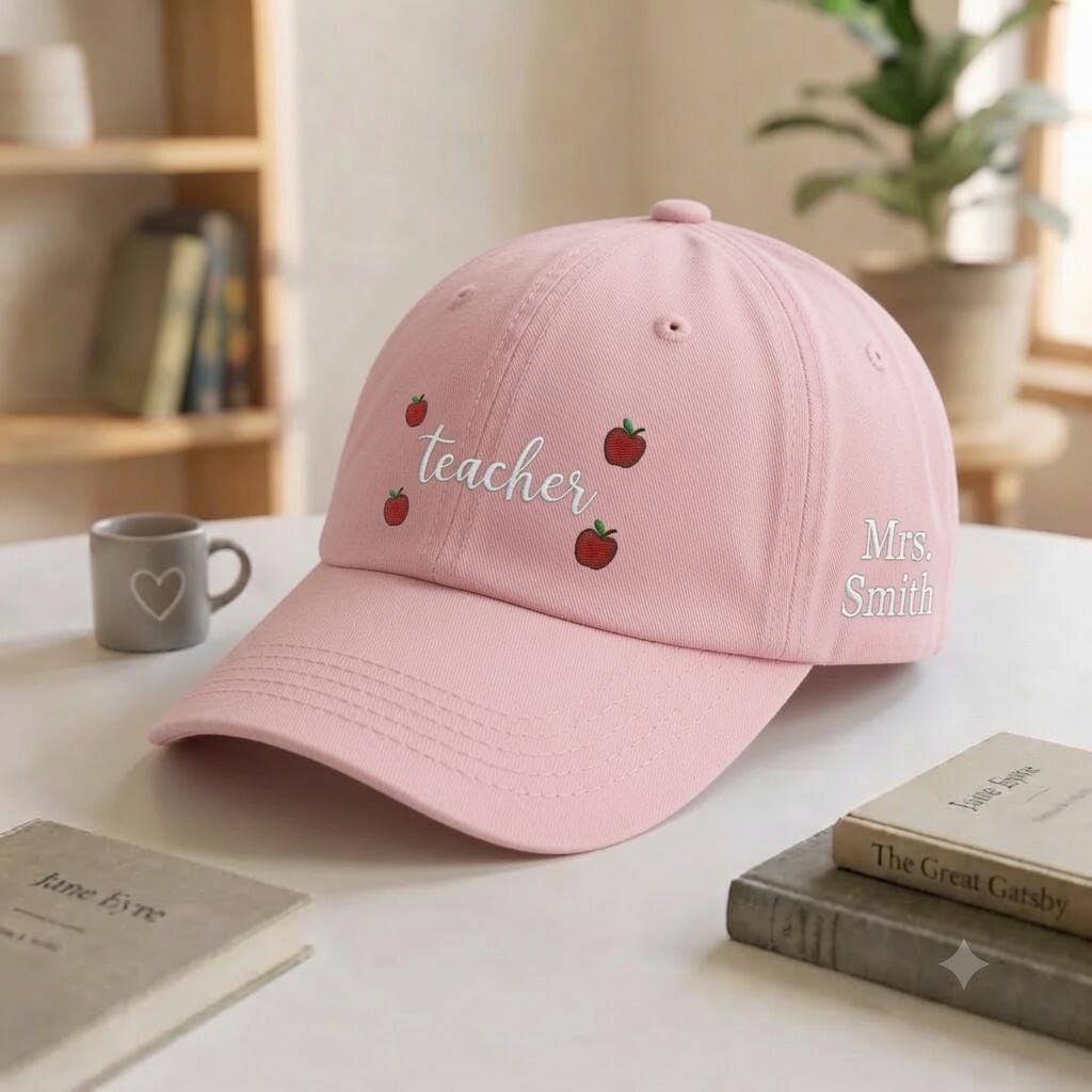 Custom Mrs Teacher Embroidered Hat, Personalized Name Varsity Baseball Cap