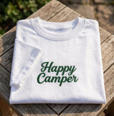 Custom Happy Camper Shirt, Embroidered Camping Nature Lover Graphic Tee
