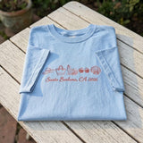 Custom Santa Barbara CA Shirt, Embroidered Beach Icons California Vacation Tee