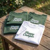Custom Happy Camper Shirt, Embroidered Camping Nature Lover Graphic Tee