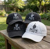 Bride or Die Wedding Hat with Skeleton Hand, Bachelorette Party Embroidered Cap, Gothic Bridal Shower Gift, Retro Distressed Baseball Hat