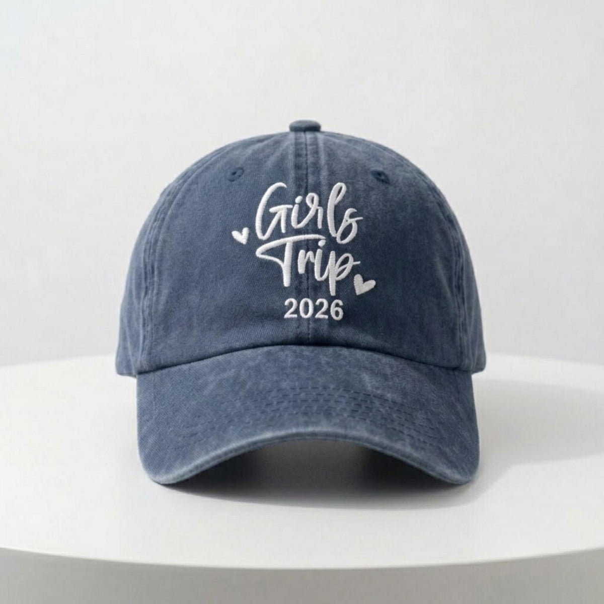 Custom Girls Trip 2026 Embroidered Washed Cotton Baseball Cap