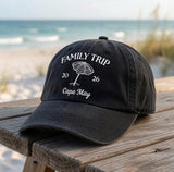 Custom Family Trip Hat | Personalized Beach Vacation Cap | Matching Family Beach Hats | Retro Washed Dad Hat | Custom Summer Group Gift