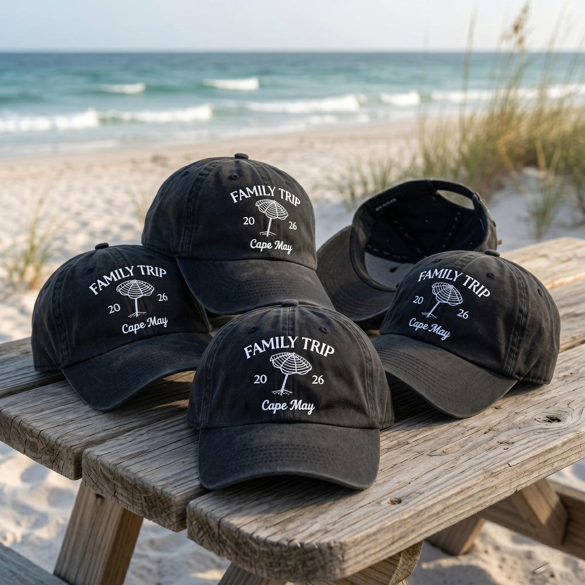 Custom Family Trip Hat | Personalized Beach Vacation Cap | Matching Family Beach Hats | Retro Washed Dad Hat | Custom Summer Group Gift