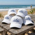 Custom Ocean Wave Hat | Personalized White Beach Cap | Minimalist Waves Baseball Hat | Retro Embroidered Dad Hat | Custom Summer Cruise Gift