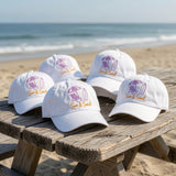 Custom Sun Sand Hat | Personalized Beach Vacation Cap | Retro Beach Chair Baseball Hat | Embroidered White Dad Hat | Custom Summer Gift