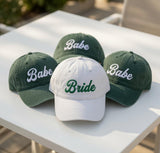 Bride and Babe Embroidered Hat, Bachelorette Party Cap, Custom Wedding Crew Hat, Matching Bridal Party Gift, Wedding Weekend Baseball Cap