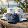 Custom Beach Club Hat, Personalized Family Vacation Dad Cap, Embroidered Palm Tree Baseball Hat, Vintage Washed Trip Gift