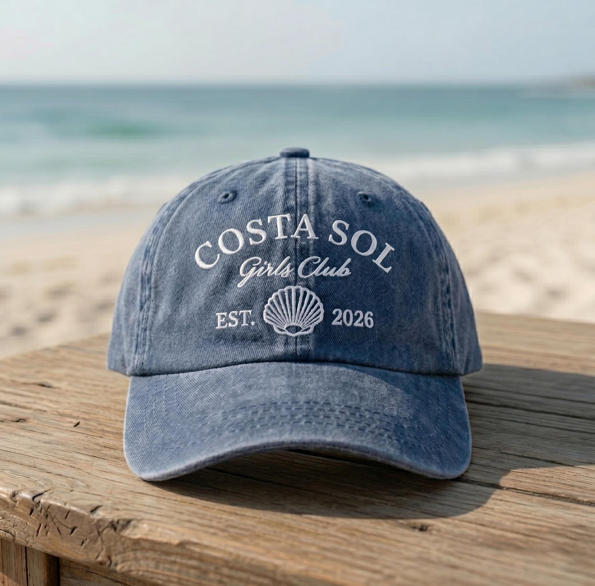 Girls Club Hat, Embroidered Seashell Beach Dad Cap, Vintage Washed Baseball Hat, Coastal Grandma Aesthetic Summer Gift