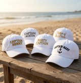 Custom Captain Hat, Personalized Boat Wedding Dad Cap, Embroidered Anchor Bachelor Party Hat, Beach Bridesmaid Groom Gift, Cruise Wear