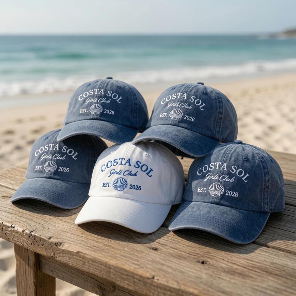 Girls Club Hat, Embroidered Seashell Beach Dad Cap, Vintage Washed Baseball Hat, Coastal Grandma Aesthetic Summer Gift