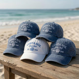 Girls Club Hat, Embroidered Seashell Beach Dad Cap, Vintage Washed Baseball Hat, Coastal Grandma Aesthetic Summer Gift