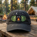 Embroidered Frog Camping Hat, Cute Marshmallow Roasting Cap, Nature Lover Baseball Hat, Funny Frog Hat, Outdoors Cotton Cap, Summer Camp Hat