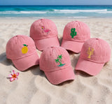 Custom Summer Embroidered Hat, Personalized Nautical Beach Baseball Cap, Coastal Vacation Gift