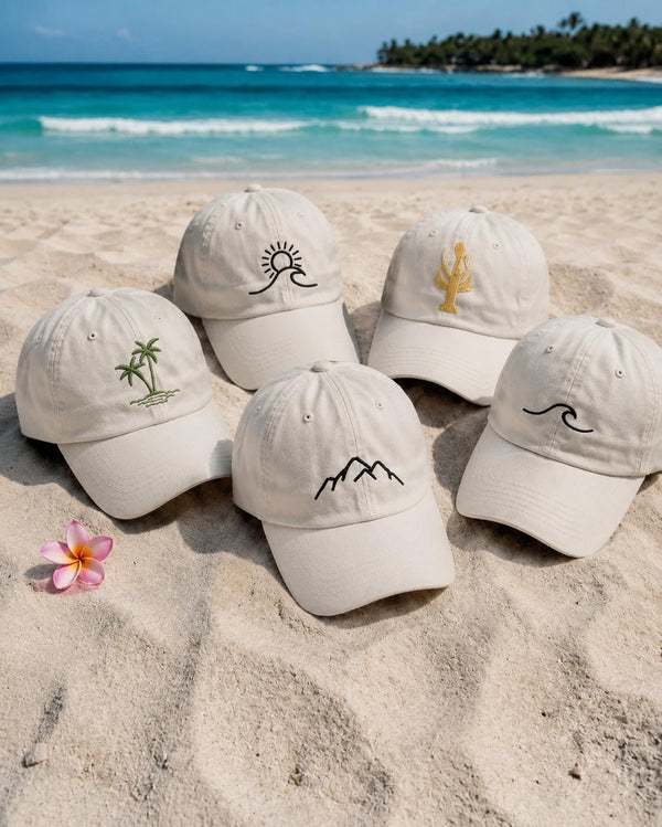Custom Summer Embroidered Hat, Personalized Nautical Beach Baseball Cap, Coastal Vacation Gift