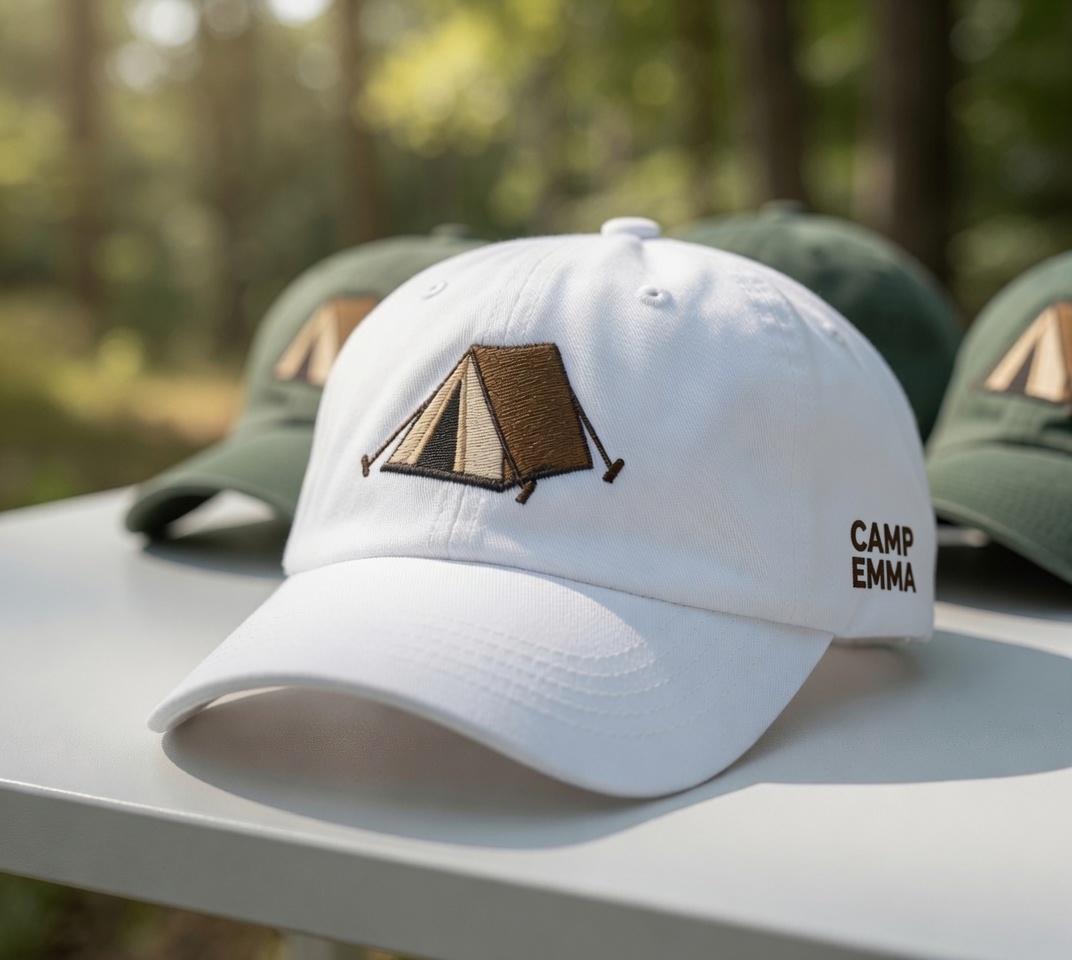 Custom Tent Camp Embroidered Baseball Cap - Personalized Camping Bachelorette Group Cotton Dad Hat