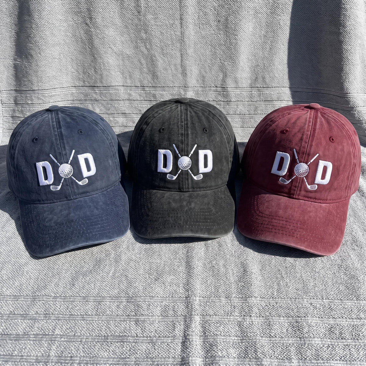 Golf Embroidered Dad Hat, Personalized Washed Cotton Baseball Cap, Golf Lover Father's Day Gift