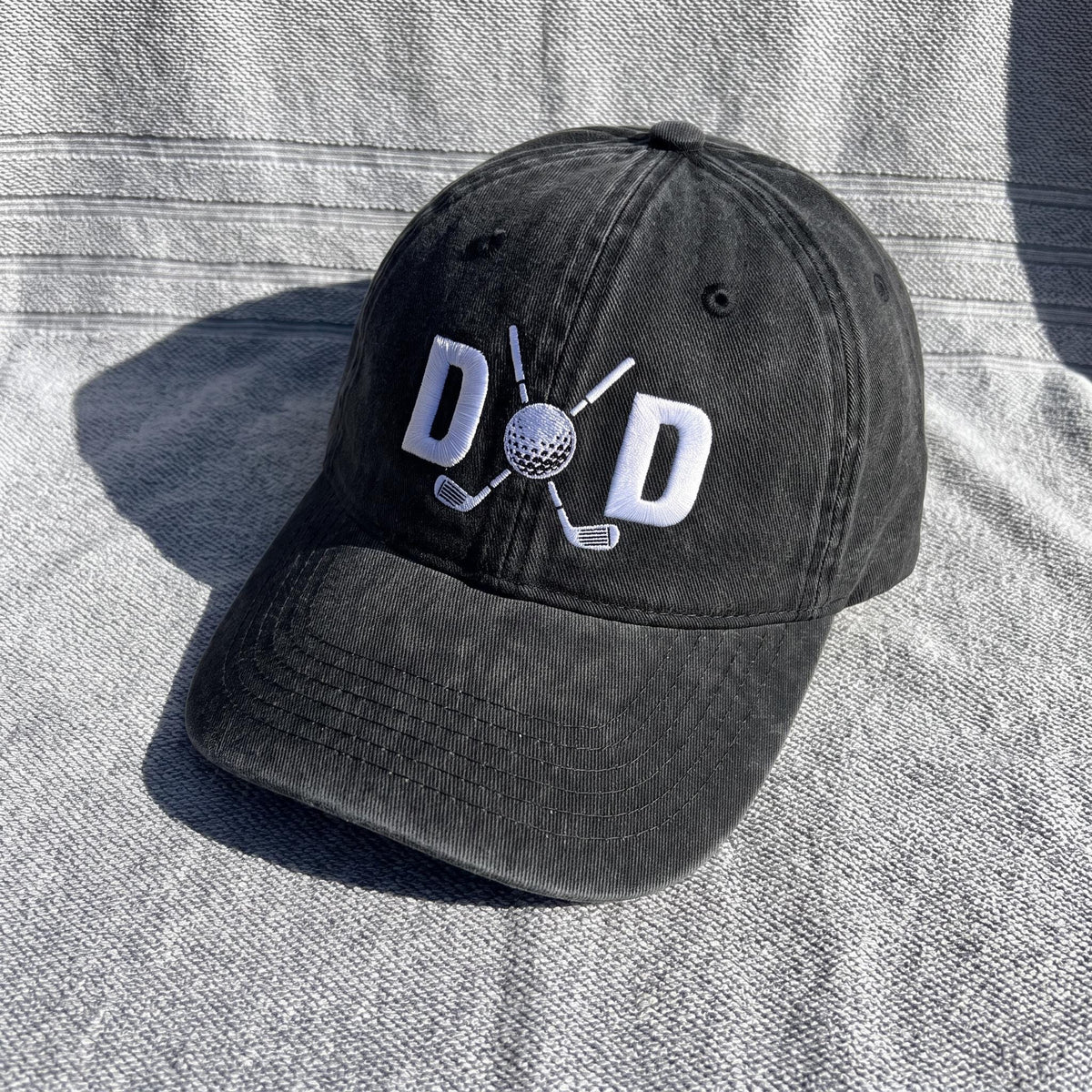 Golf Embroidered Dad Hat, Personalized Washed Cotton Baseball Cap, Golf Lover Father's Day Gift