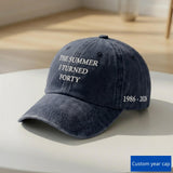 Personalized 40th Birthday Embroidered Hat, Custom Birth Year Baseball Cap, Birthday Gift for Her