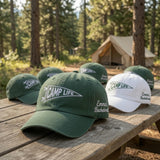 Embroidered Camp Life Hat, Side Text Bachelorette Cap, Custom Camping Trip Gift, Personalized Party Cap, Matching Group Hat, Pennant Design