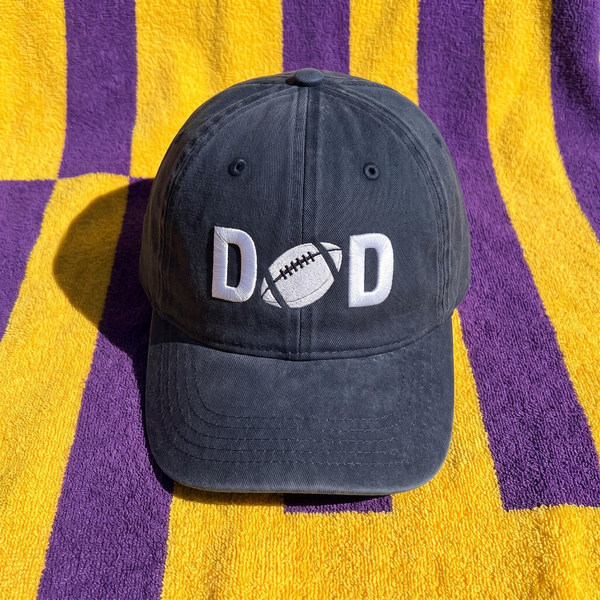 Football Embroidered Dad Hat, Custom Washed Cotton Baseball Cap, Game Day Gift for Dad