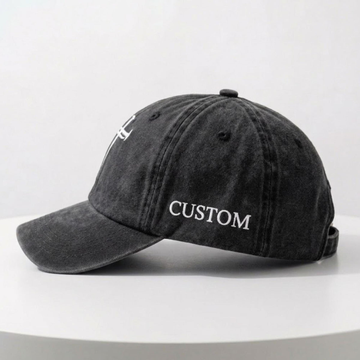 Custom Embroidered Cross Washed Cotton Baseball Cap, Minimalist Faith Dad Hat