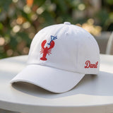Custom Name Embroidered Hat, Lobster Cocktail Social Club Cap, Personalized Nautical Hats, Matching Family Vacation Hat, Beach Bach Gift