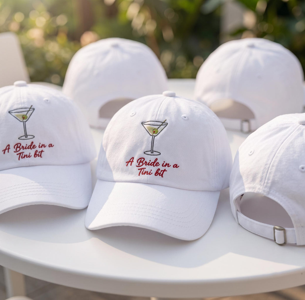 Custom Bride Martini Hat, Espresso Martini Bachelorette Caps, Embroidered Cocktail Bridal Cap, Engagement Gift, Martini Social Club