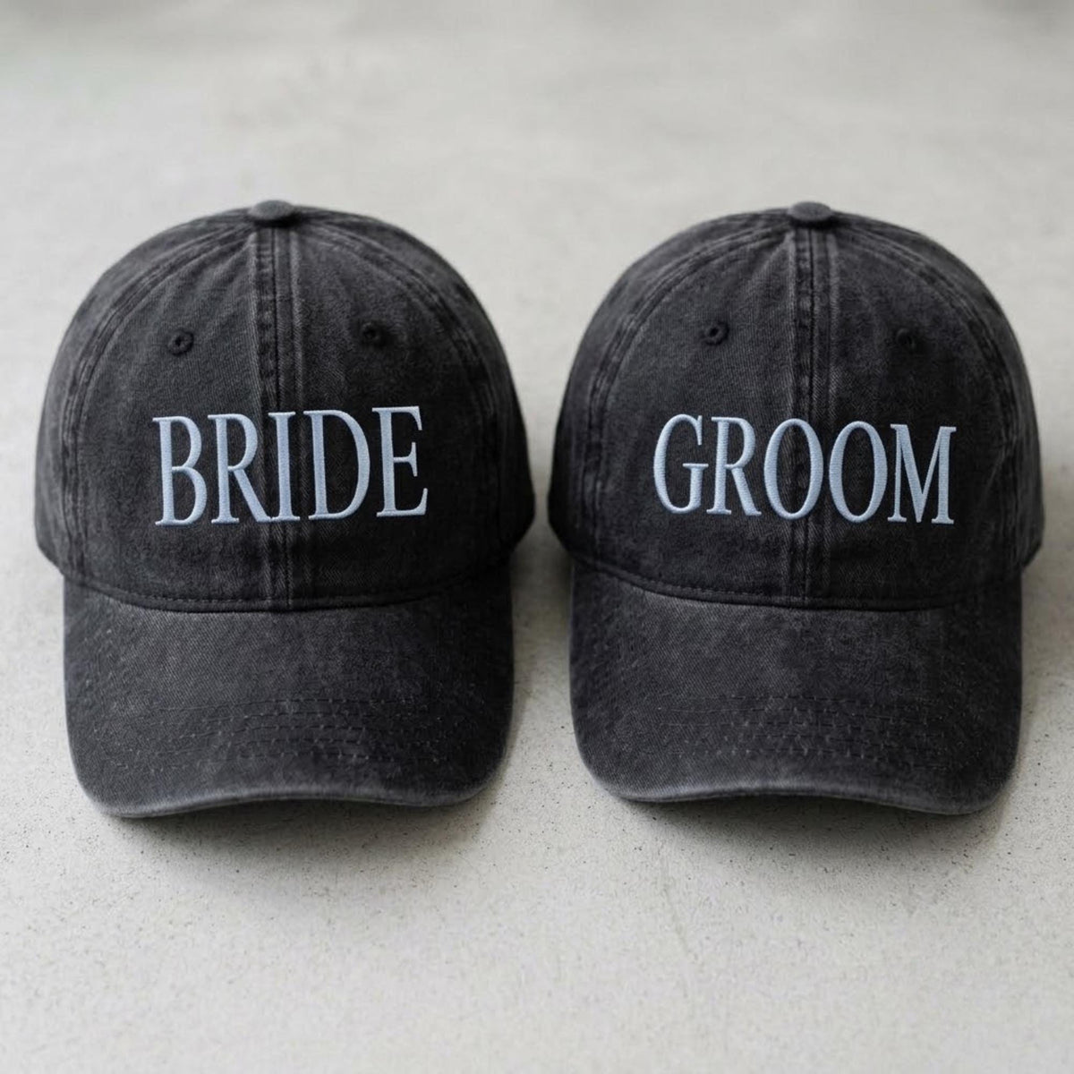 Bride Groom Embroidered Baseball Caps, Matching Wedding Couple Cotton Hats, Newlywed Gift