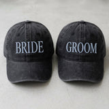 Bride Groom Embroidered Baseball Caps, Matching Wedding Couple Cotton Hats, Newlywed Gift