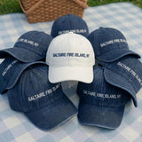 Custom Saltaire Fire Island Embroidered Hat, Beach Vacation Cap, Travel Hat, Personalized Location Gift, Summer Coastal Cap, New York Hat