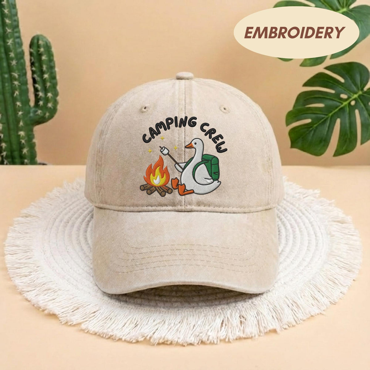 Embroidered Goose Camping Hat, Camping Crew Cap, Cute Goose Gift, Matching Group Camping Hat, Outdoor Adventure Cap, Nature Lover Gift