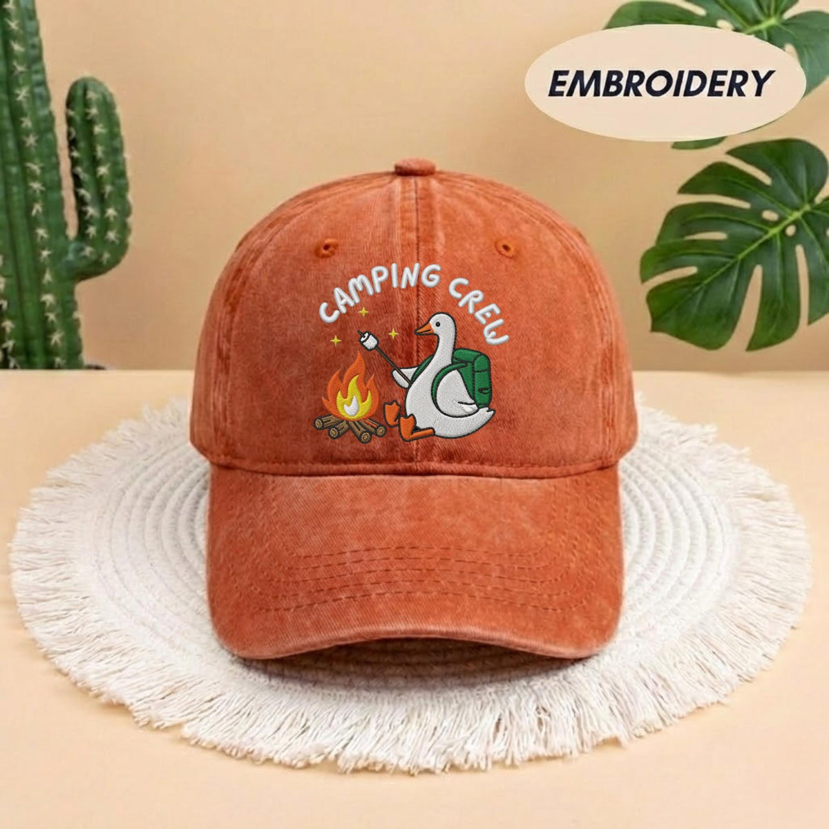 Embroidered Goose Camping Hat, Camping Crew Cap, Cute Goose Gift, Matching Group Camping Hat, Outdoor Adventure Cap, Nature Lover Gift