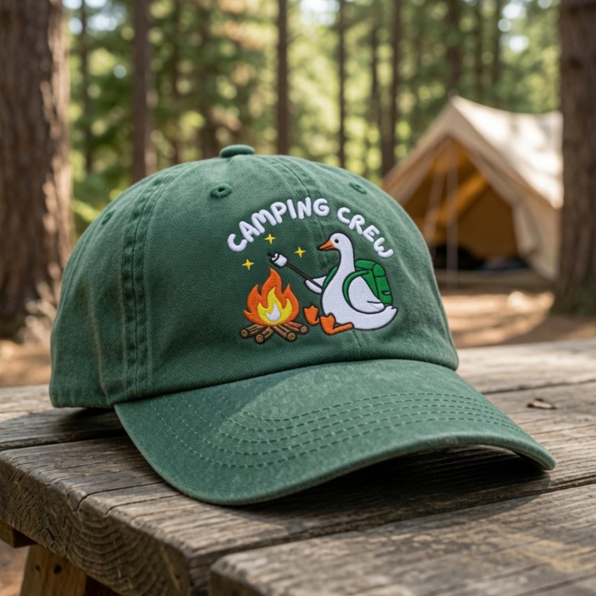 Embroidered Goose Camping Hat, Camping Crew Cap, Cute Goose Gift, Matching Group Camping Hat, Outdoor Adventure Cap, Nature Lover Gift