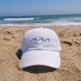 Ocean Wave Embroidered Dad Hat, Minimalist Coastal Baseball Cap, Beach Surfer Gift