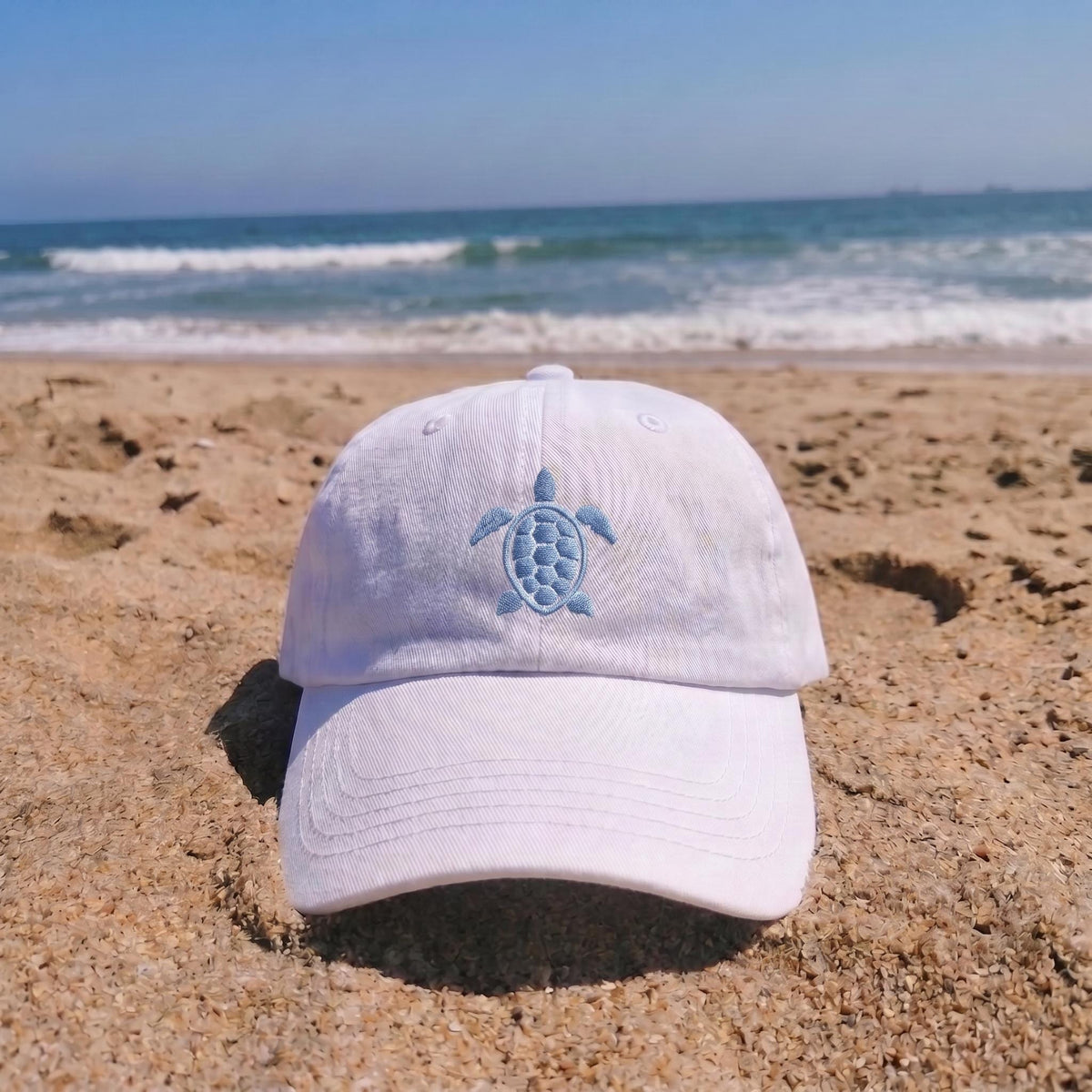 Sea Turtle Embroidered Hat, Minimalist Ocean Wildlife Baseball Cap, Beach Lover Gift