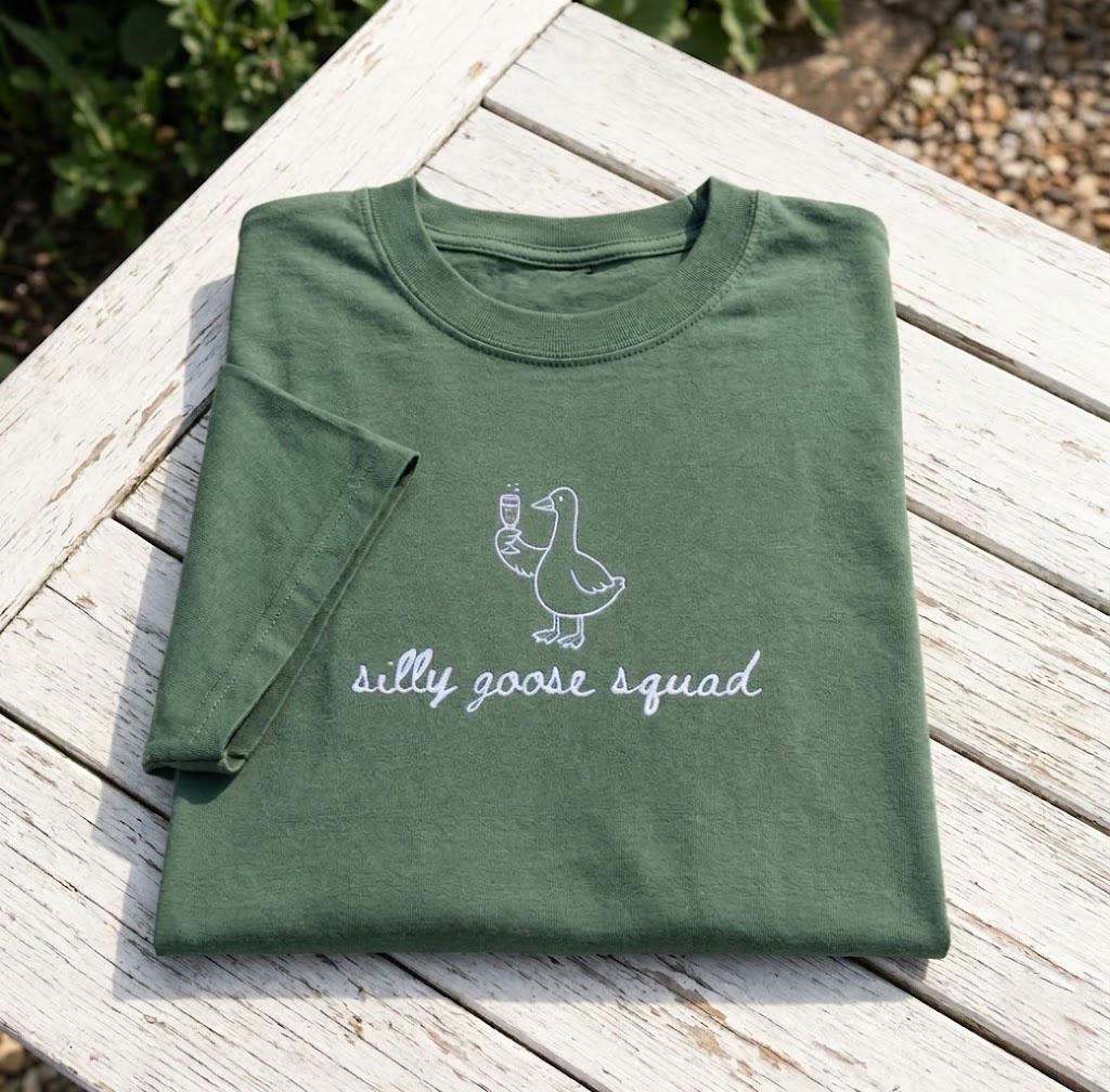 Custom Silly Goose Bride Embroidered Shirt, Personalized Goose Squad Bridesmaid Tee