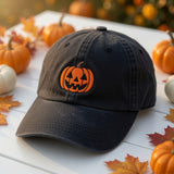 Embroidered Halloween Pumpkin Hat - Cute Jack-o'-Lantern Autumn Cap