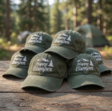 Custom Happy Camper Embroidered Baseball Cap - Personalized Vintage Nature Outdoor Camping Cotton Dad Hat