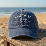 Custom Beach Bachelorette Hat Last Toast On The Coast Embroidered Baseball Cap Personalized Vintage Dad Hat Nautical Party Gift Custom