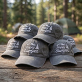 Custom Happy Camper Embroidered Baseball Cap - Personalized Vintage Nature Outdoor Camping Cotton Dad Hat