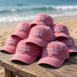 Custom Beach Life Hat Embroidered Wave Baseball Cap Personalized Vintage Black Dad Hat Summer Vacation Gift Custom Text Ocean Trucker Cap