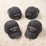 Matching Madrina Padrino Embroidered Hats, Godparents Baseball Caps, Baby Announcement Gift