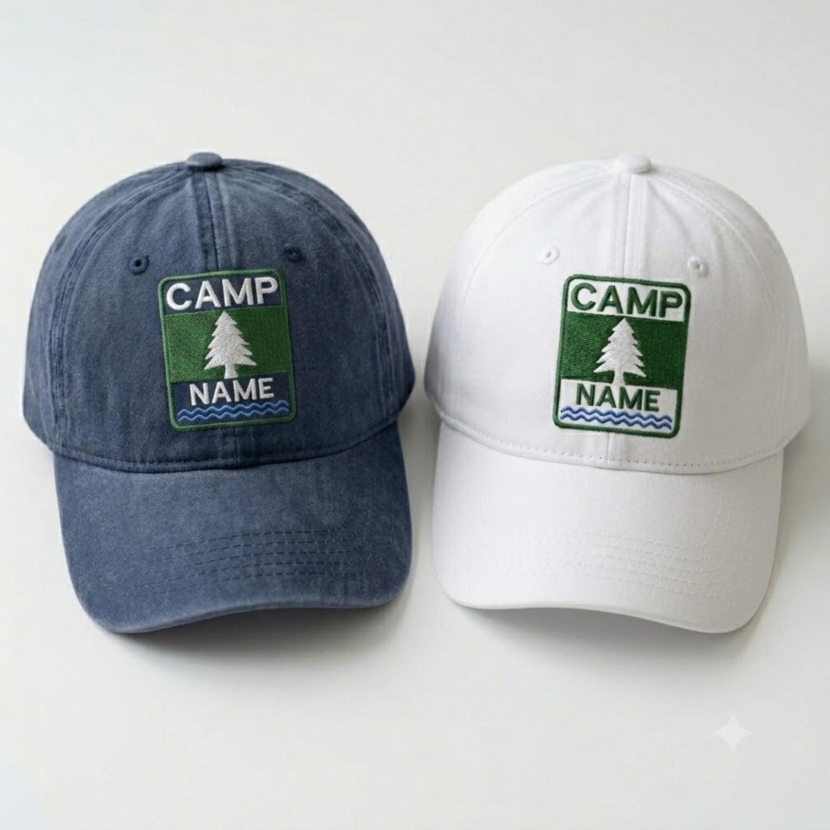 Custom Camp Name Embroidered Hat, Personalized Vintage Washed Cotton Baseball Cap, Outdoor Gift