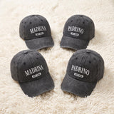 Matching Madrina Padrino Embroidered Hats, Godparents Baseball Caps, Baby Announcement Gift