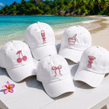 Cherry Bow Cocktail Embroidered Hat, Matching Bachelorette Party Baseball Caps, vacation hat