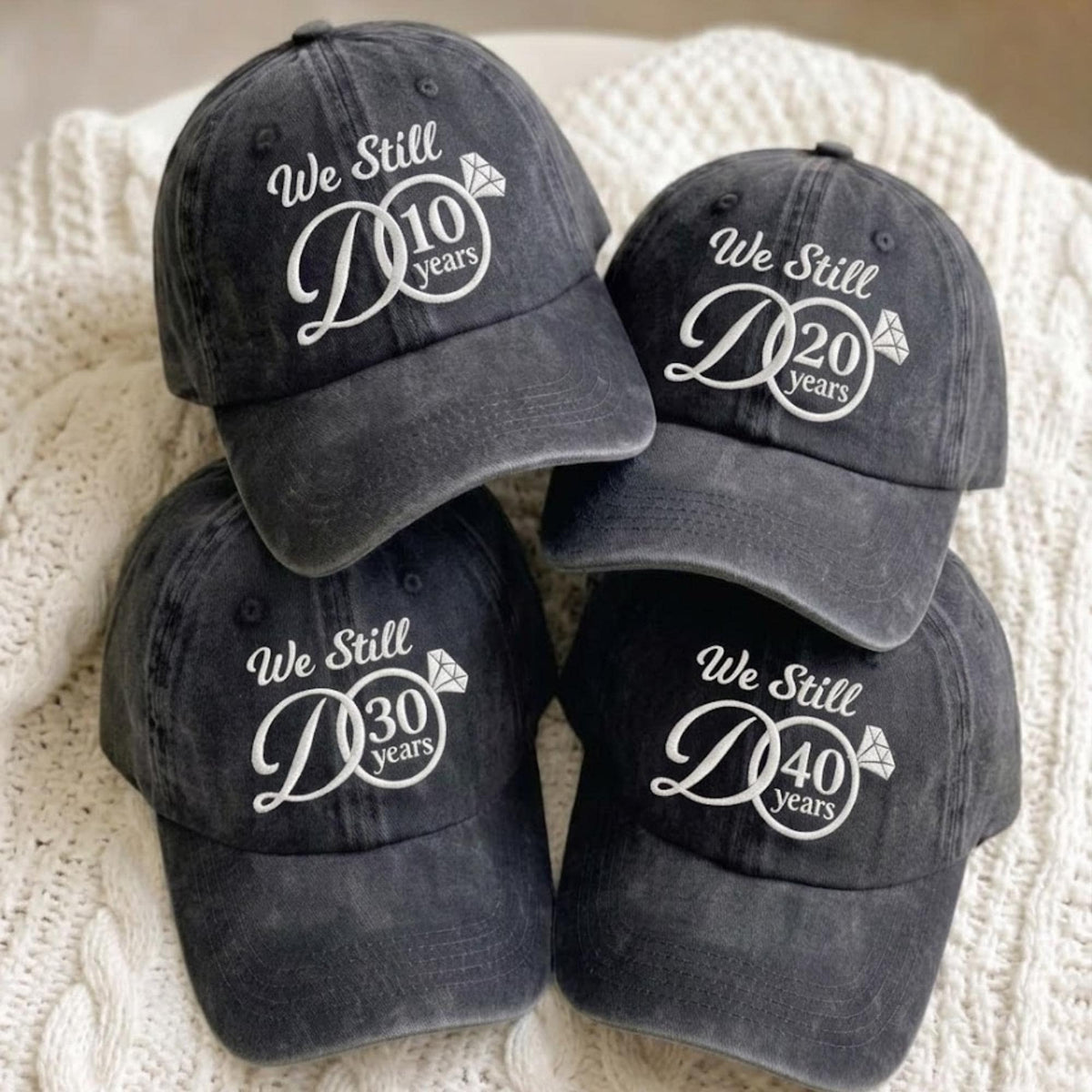 Custom Embroidered Washed Cotton Baseball Cap, Anniversary Gift, Personalized Dad Hat